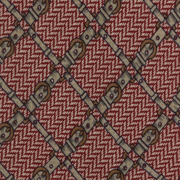 LOUIS INTERNATIONAL Intricate Belt Buckle Red Herringbone 1970s Mens Neck Tie - Picture 2 of 4
